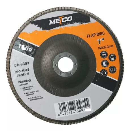 DISCO FLAP 7" GRANO 120 8.500 RPM REF. 309724 MARCA METCO