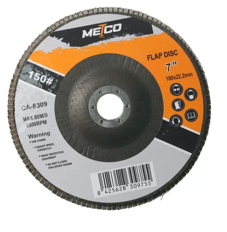 DISCO FLAP 7" GRANO 150 8.500 RPM REF. 309755 MARCA METCO