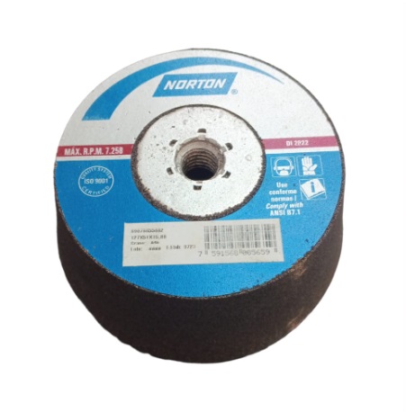 DISCO DE DESBASTE / TAZA CONICA RESINADA ROSCADA 5 X 2 X 5/8" GRANO A46 REF. 005659 MARCA NORTON