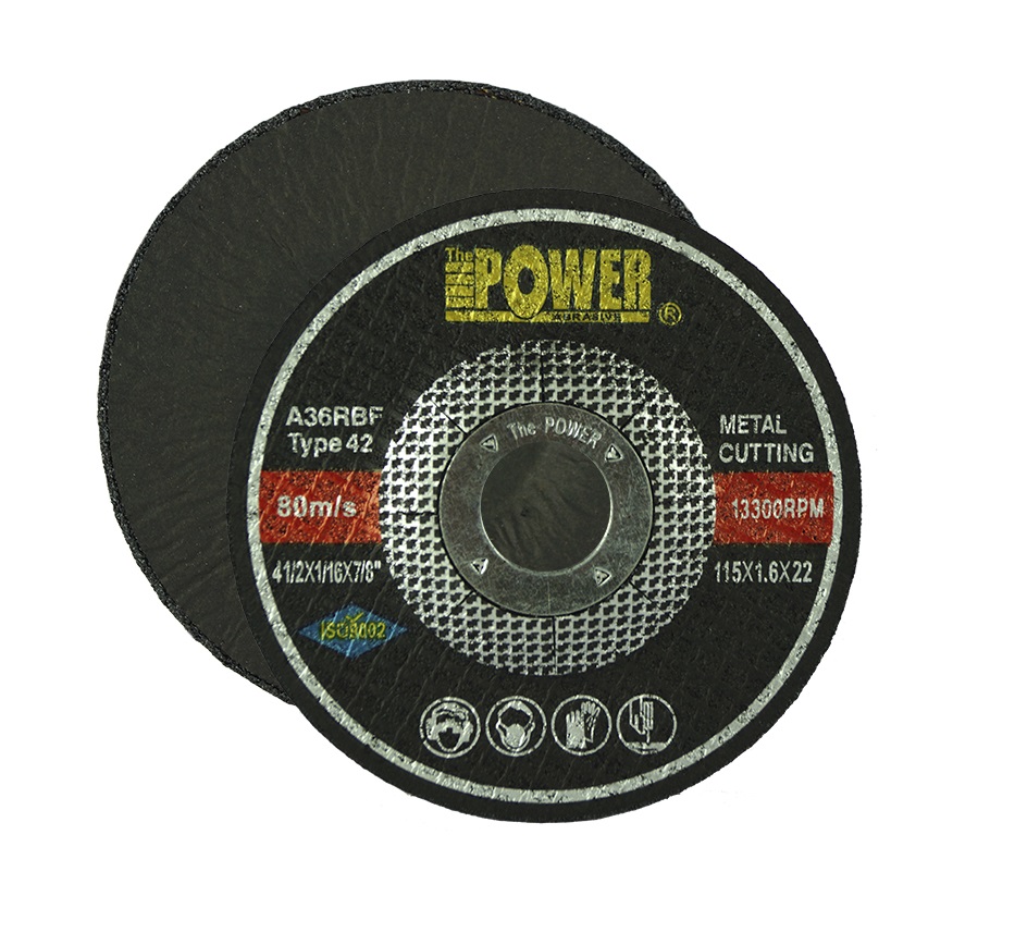 DISCO DE DESBASTE ACERO INOX DCR 4 1/2" X 1/4" X 7/8" 115 X 6 X 22 MM A24RBF REF. 066 MARCA POWER