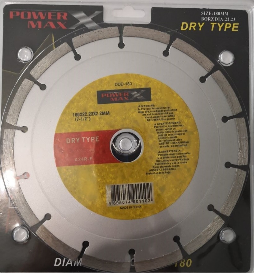 DISCO DE DIAMANTE 7" SEGMENTADO REF. DDD-180 MARCA POWER MAX