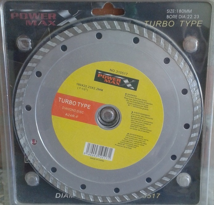 DISCO DE DIAMANTE 7 1/2" CORTE CONTINUO REF. WDD-180 MARCA POWER MAX