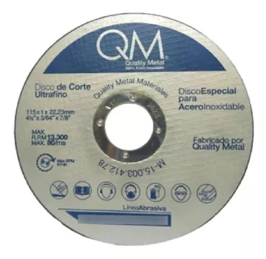 DISCO DE CORTE ULTRAFINO 4.1/2" X 3/64" X 7/8" MARCA QUALITY METAL