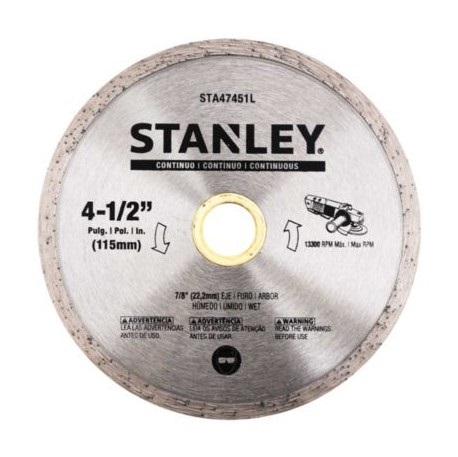 DISCO DE DIAMANTE CORTE CONTINUO 4 1/2" CERAMICA / PORCELANATO REF. STA47451L DIS-762 MARCA STANLEY