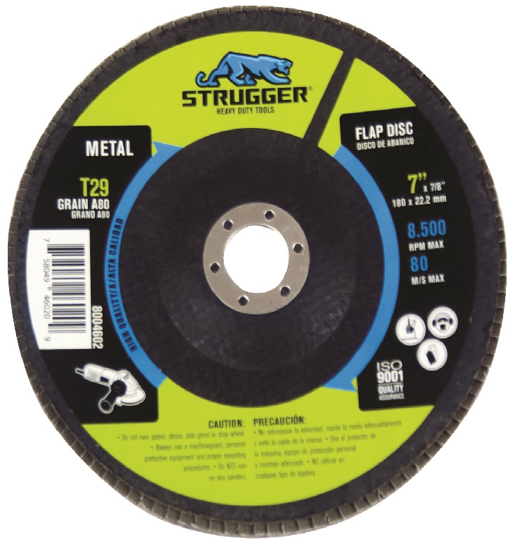 DISCO DE LIJA (FLAP DISC) DE 7" X 7/8" GRANO 40 T29 REF. 8004600 MARCA STRUGGER