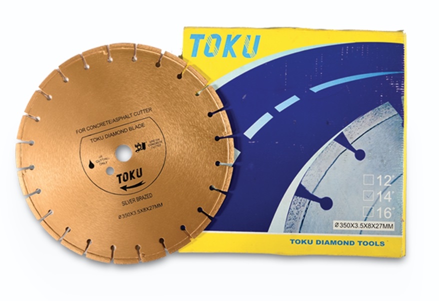 DISCO DE CORTE CONCRETO / ASFALTO 14" 350 X 3.5 X 8 X 27 MM REF. DC14D MARCA TOKU