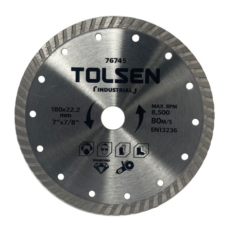 DISCO DE CORTE DIAMANTADO RANURADO 7" X 7/8" REF. 76745 MARCA TOLSEN
