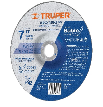 DISCO DE CORTE ACERO/ACERO INOX 7" X 7/8" MOD. ABT-875 REF.10660 MARCA TRUPER