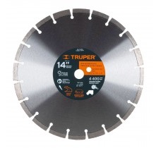 DISCO DIAMANTADO SEGMENTADO DE 14" PARA CONCRETO MOD. DDT-833D REF. 12547 MARCA TRUPER