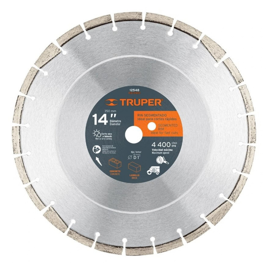 DISCO DIAMANTADO SEGMENTADO DE 14" PARA ASFALTO / CONCRETO MOD. DDT-1527DREF. 12548 MARCA TRUPER