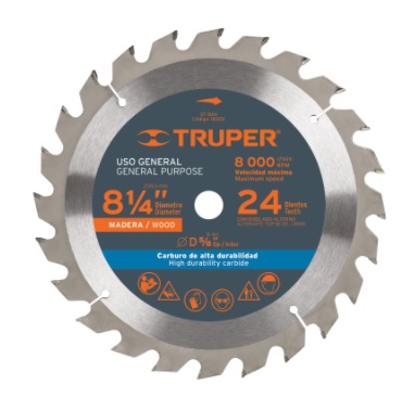 DISCO DE SIERRA CIRCULAR P/MADERA DE 8 1/4" 40 DIENTES MOD.ST-840 REF. 18303 MARCA TRUPER