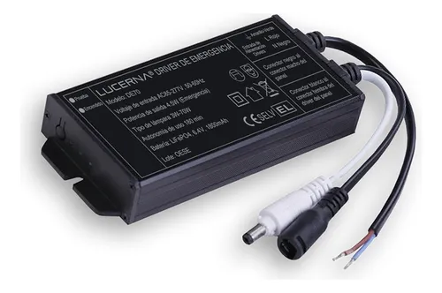 DRIVER EMERGENCIA 3W-70W PARA PANELES LED 180 MIN USO REF. DE70 MARCA LUCERNA