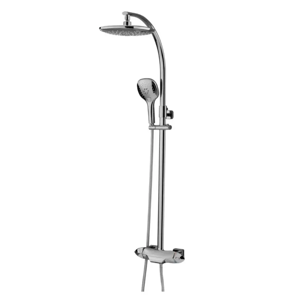 BARRA DE DUCHA TERMOSTATICA C/BOTON BLOQUEO 38° FOGLIA BRUSH NICKEL / ACERO INOX REF. DUC.08.01 BARI