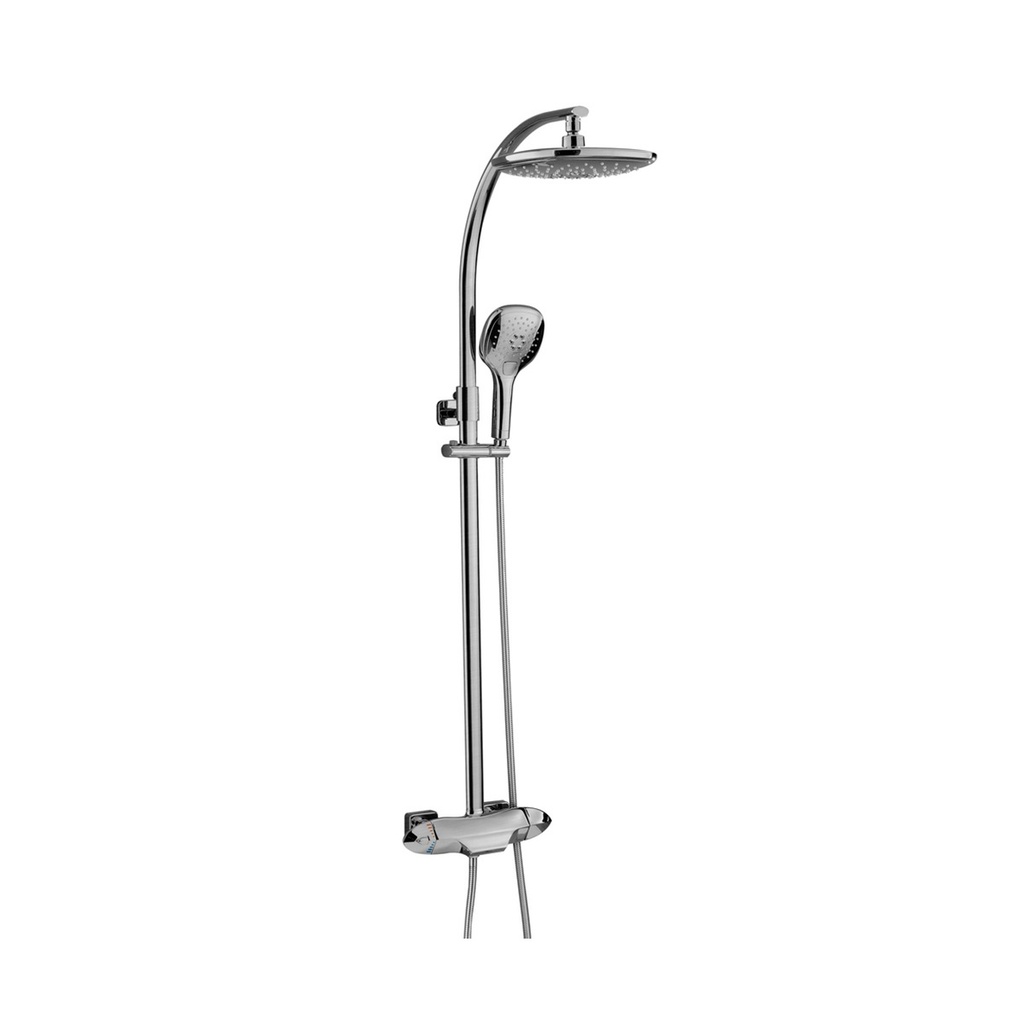 BARRA DE DUCHA TERMOSTATICA C/BOTON BLOQUEO 38° FOGLIA BRUSH NICKEL / ACERO INOX REF. DUC.08.01 BARI