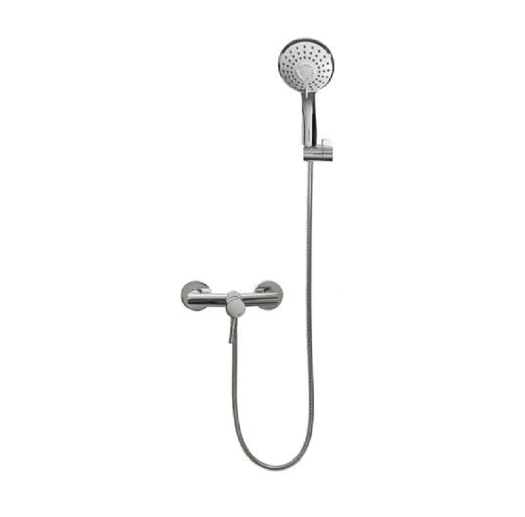 GRUPO PARA DUCHA MONOMADO + REGADERA REDONDA CROMADA SERIE RIO REF. 32GDU0313 MARCA FP