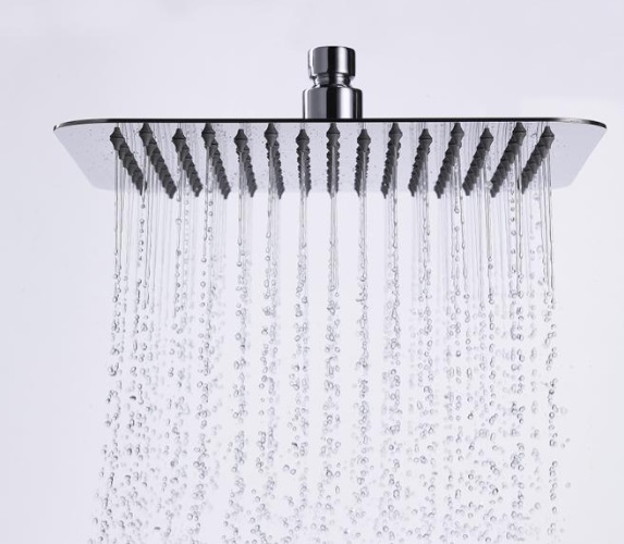 DUCHA / REGADERA DE PARED CUADRADO 8" ACERO INOX SERIE ELEMENT DELGADA CROMADO REF. NVREG0834 NOVA