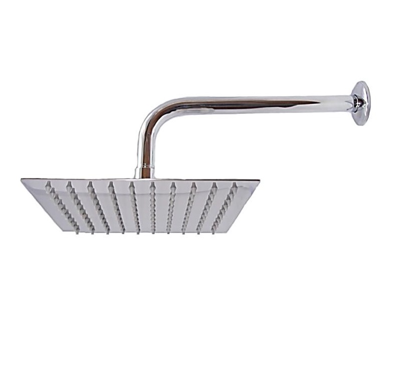 DUCHA CUADRADA ULTRA DELGADA 8" ACERO INOXIDABLE SATINADA C/TUBO 40 CM REF. BD-HLFL8 MARCA OMEGA
