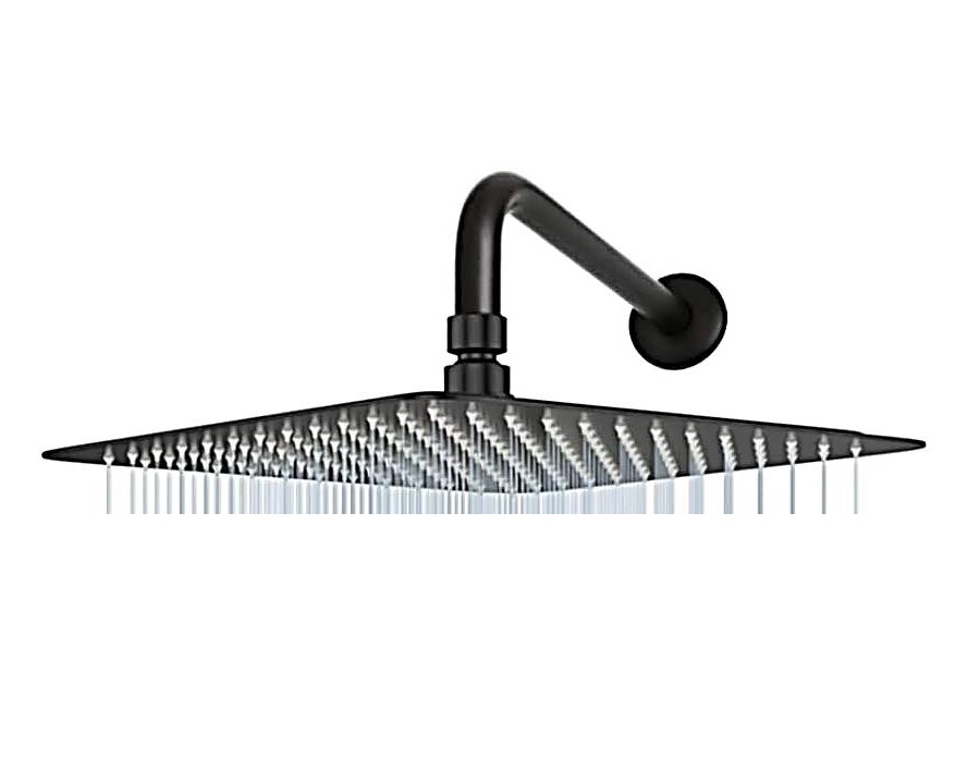 DUCHA CUADRADA ULTRA DELGADA 10" C/TUBO 45 CM NEGRO REF. CD-HLFL10BLACK MARCA OMEGA