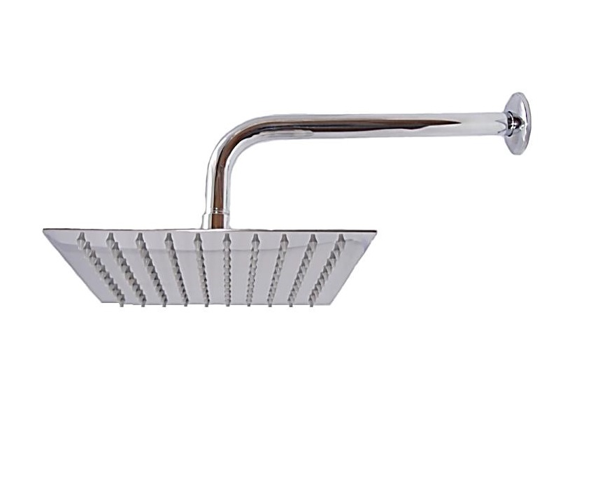DUCHA CUADRADA ULTRA DELGADA 12" ACERO INOXIDABLE C/TUBO 45 CM REF. CD-HLFL12 MARCA OMEGA