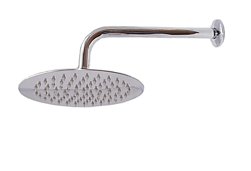 DUCHA REDONDA ULTRA DELGADA 10" ACERO INOXIDABLE C/ TUBO DE 40 CM REF. CD-RFL10 MARCA OMEGA