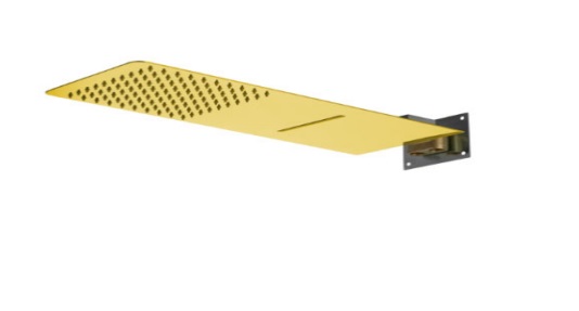 DUCHA / REGADERA A PARED QM+ 2 FUNCIONES CASCADA Y LLUVIA SERIE SUPREME DORADO GOLD QUALITY METAL