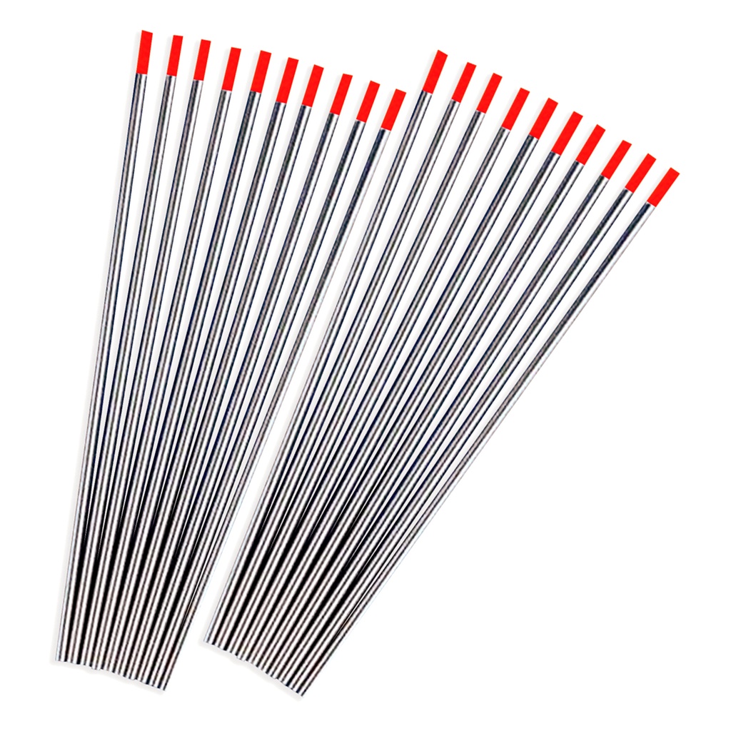 ELECTRODO ESPECIAL DE TUNGSTENO 1/8" 2% PUNTA ROJA VARILLA UNIDAD REF.  805948721118 MARCA WELDTECH