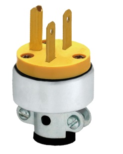 ENCHUFE BIPOLAR C/TIERRA HORIZONTAL 15 AMP 250 V METAL VINIL AMARILLO (CHINO) REF.KOB-083 MARCA KOBY