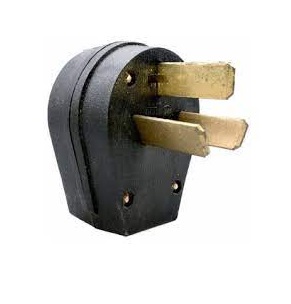 ENCHUFE TRIPOLAR ANGULAR S/T 50 AMP 125 - 250 V ( PATA GALLINA ) REF. ECFS-U53 GOMA MARCA GDESEO