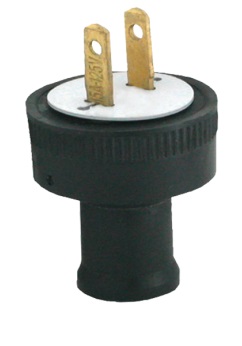 ENCHUFE BIPOLAR S/TIERRA 15 AMP 125 V GOMA NEGRO REF. KOB-056 MARCA KOBY