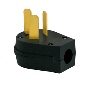 ENCHUFE TRIPOLAR ANGULAR S/T 50 AMP 125 - 250 V ( PATA GALLINA ) REF. KOB-058 GOMA MARCA KOBY