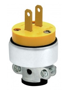 ENCHUFE BIPOLAR S/TIERRA 2 POLOS 15 AMP 125 V METAL-VINIL AMARILLO REF. KOB-059 MARCA KOBY