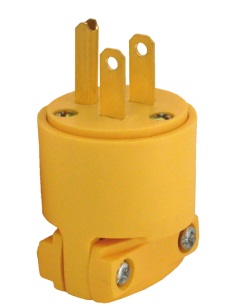 ENCHUFE BIPOLAR C/TIERRA 15 AMP 125 V TERMOPLASTICO VINIL AMARILLO REF. KOB-060 MARCA KOBY