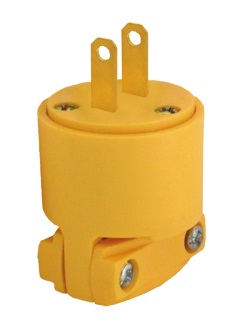 ENCHUFE BIPOLAR S/TIERRA 15 AMP 125 V TERMOPLASTICO VINIL AMARILLO REF. KOB-90 MARCA KOBY
