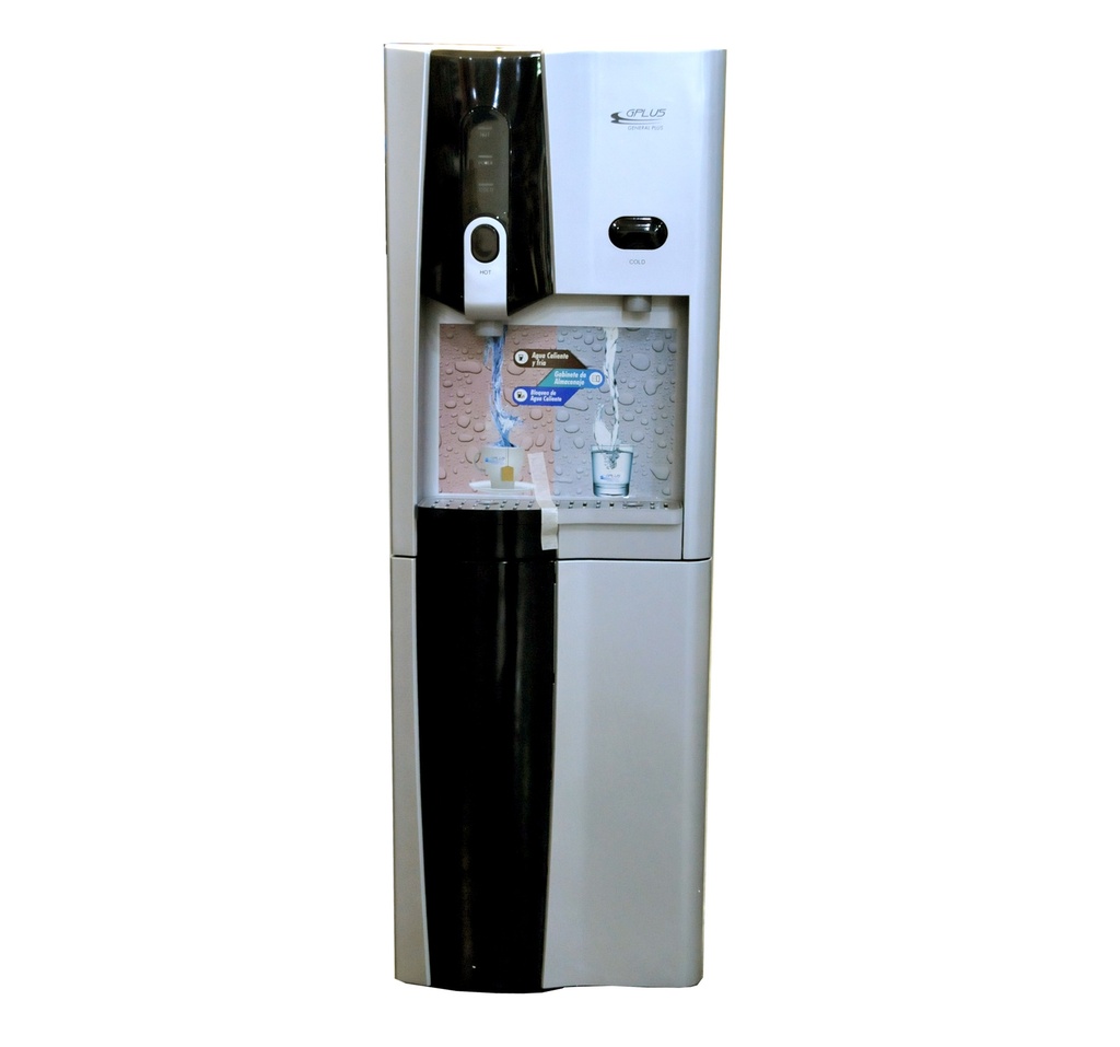 DISPENSADOR / ENFRIADOR DE AGUA GRIS CON REFRIGERADOR MODELO GP-DISP/GRR REF. DIP-015 MARCA GPLUS