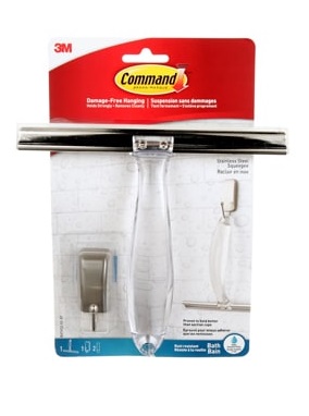 ESCURRIDOR DE VIDRIO MANGO ACRILICO + PERCHERO P/COLG. C/DOBLE FAZ COD. BATH32-SS-ES MARCA 3M