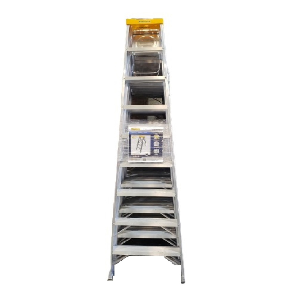 ESCALERA TIPO TIJERA ALUMINIO PREMIUM 10 TRAMOS 300 X 30 CM C/ TOPE AMARILLO 200 KG REF CP10 ALADINO