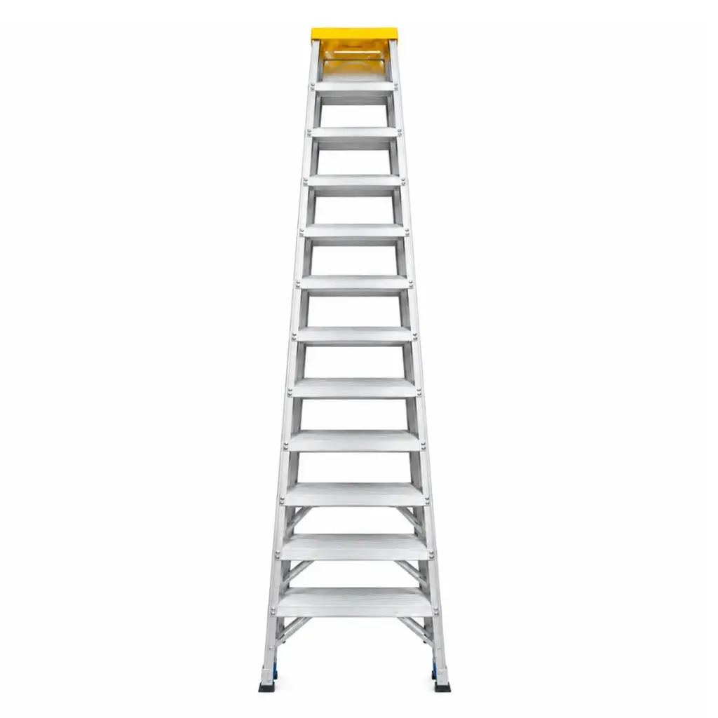 ESCALERA TIPO TIJERA ALUMINIO PREMIUM 12 TRAMOS 360 X 30 CM C/ TOPE AMARILLO 200 KG REF CP12 ALADINO