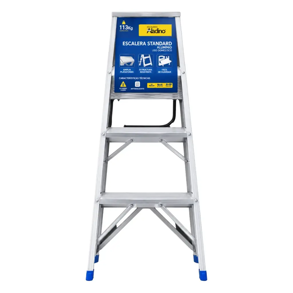ESCALERA TIPO TIJERA ALUMINIO STANDARD 4 TRAMOS 120 CM X 30 CM REF. CV04 MARCA ALADINO