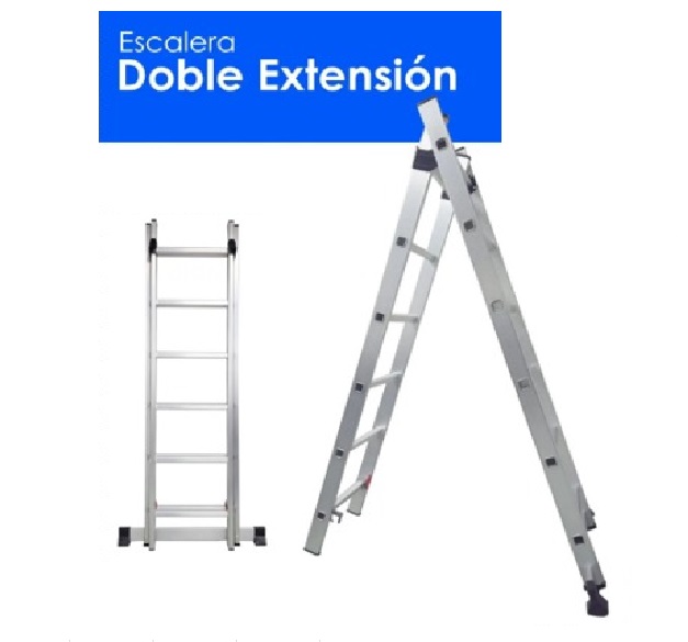 ESCALERA DE ALUMINIO IND. EXTENSIBLE DOBLE 2 X 8 TRAMOS REF. EXD16 MARCA ALADINO