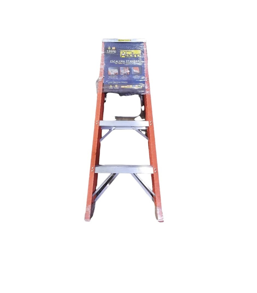 ESCALERA FIBRA DE VIDRIO INDUSTRIAL TIJERA 4 TRAMOS 120 X 45 CM CAP. 250 KG REF. F004 MARCA ALADINO