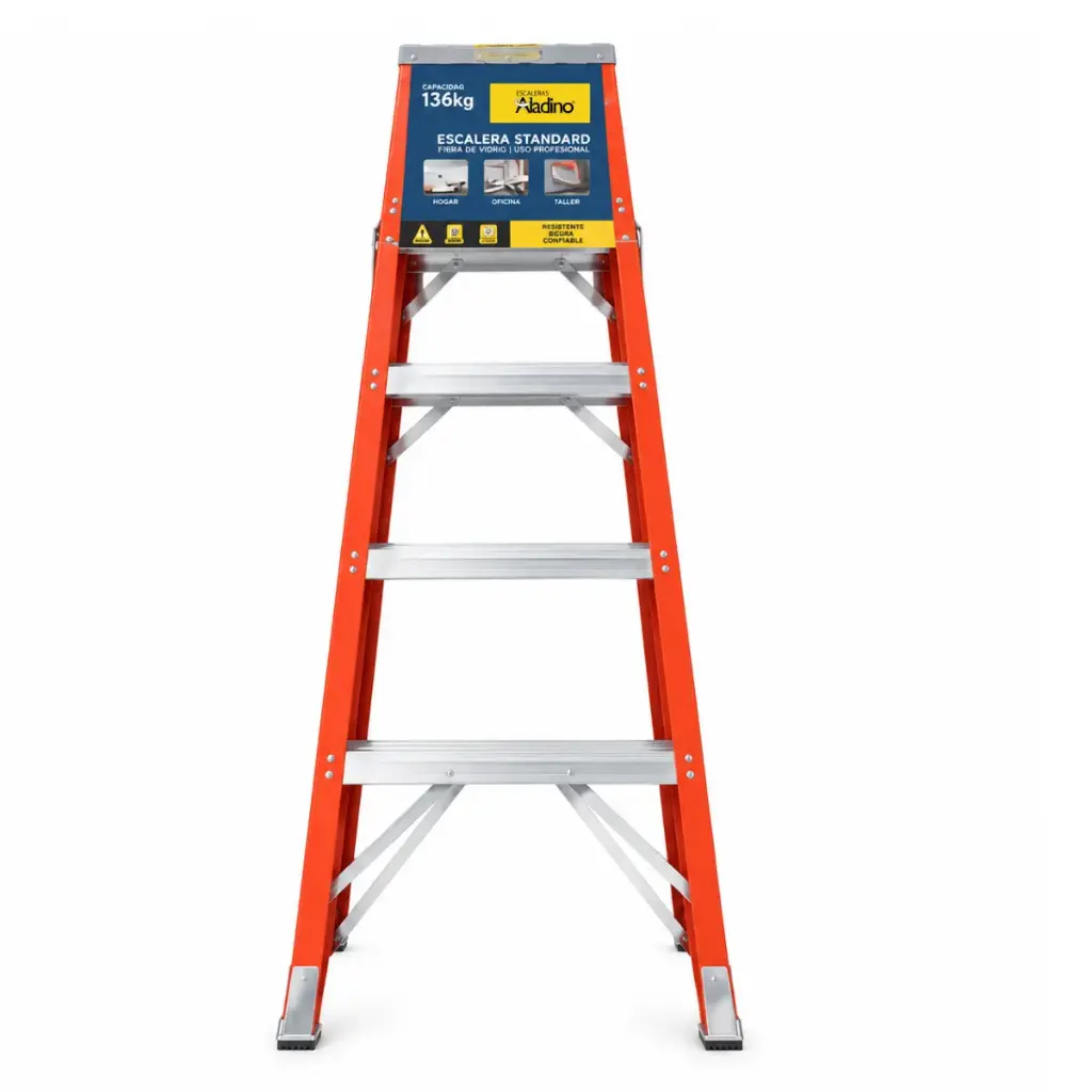 ESCALERA FIBRA DE VIDRIO INDUSTRIAL TIJERA 5 TRAMOS 152 X 48 CM CAP. 250 KG REF. F005 MARCA ALADINO