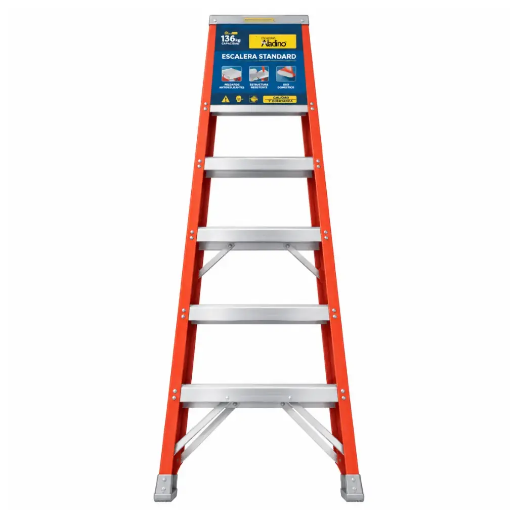 ESCALERA FIBRA DE VIDRIO INDUSTRIAL TIJERA 6 TRAMOS 180 X 50 CM CAP. 250 KG REF. F006 MARCA ALADINO