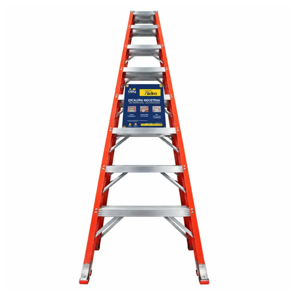 ESCALERA FIBRA DE VIDRIO INDUSTRIAL TIJERA 13 TRAMOS 360 X 75 CM CAP. 250 KG REF. F013 MARCA ALADINO