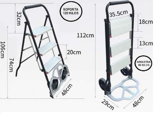 ESCALERA DE ALUMINIO TIPO TIJERA DE 3 TRAMOS / CARRETILLA (DOS FUNCIONES) REF. 232106 MARCA TAJANARA