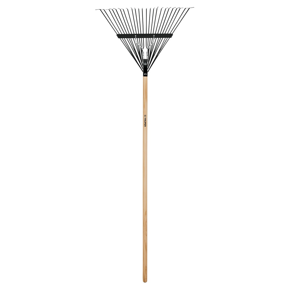 ESCOBA GRAMA METALICA REFORZADA CON CABO DE MADERA 24 DIENTES MOD.EMX-24A REF.14342 MARCA TRUPER