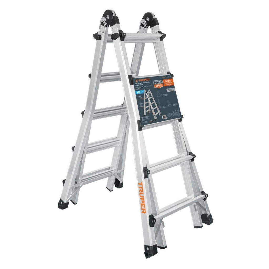 ESCALERA TELESCOPICA / TIJERA DE ALUMINIO 3 POS EXT 18 TRAMOS MOD. EMT-18 REF. 101884 MARCA TRUPER