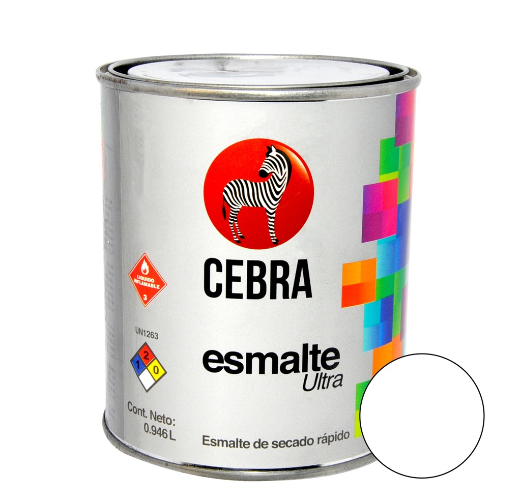 ESMALTE CLASE B SERIE ULTRA COLOR BLANCO DE 1/4 DE GL REF. 3110-002 MARCA CEBRA