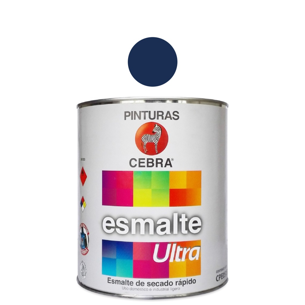 ESMALTE CLASE B SERIE ULTRA COLOR AZUL PROFUNDO DE 1/4 DE GL REF. 3114-002 MARCA CEBRA