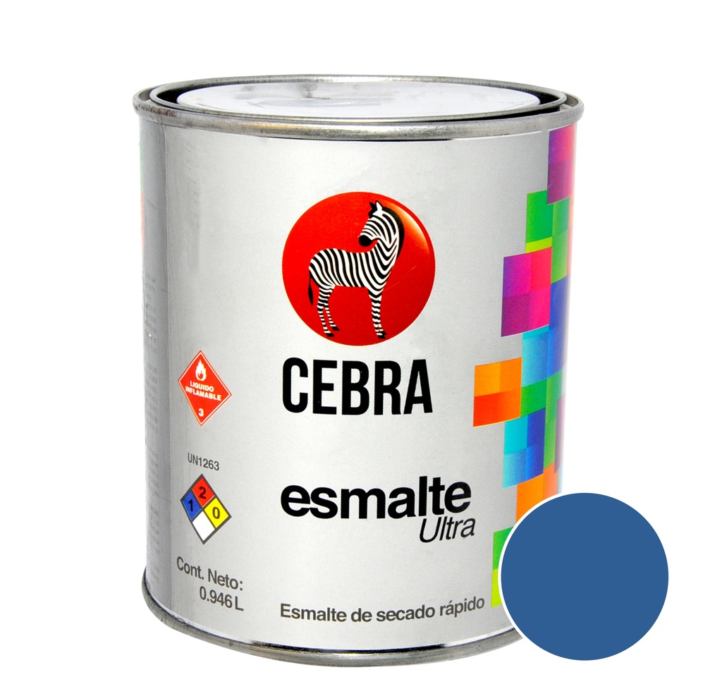 ESMALTE CLASE B SERIE ULTRA COLOR AZUL CIELO DE 1/4 DE GL REF. 3114-102  MARCA CEBRA