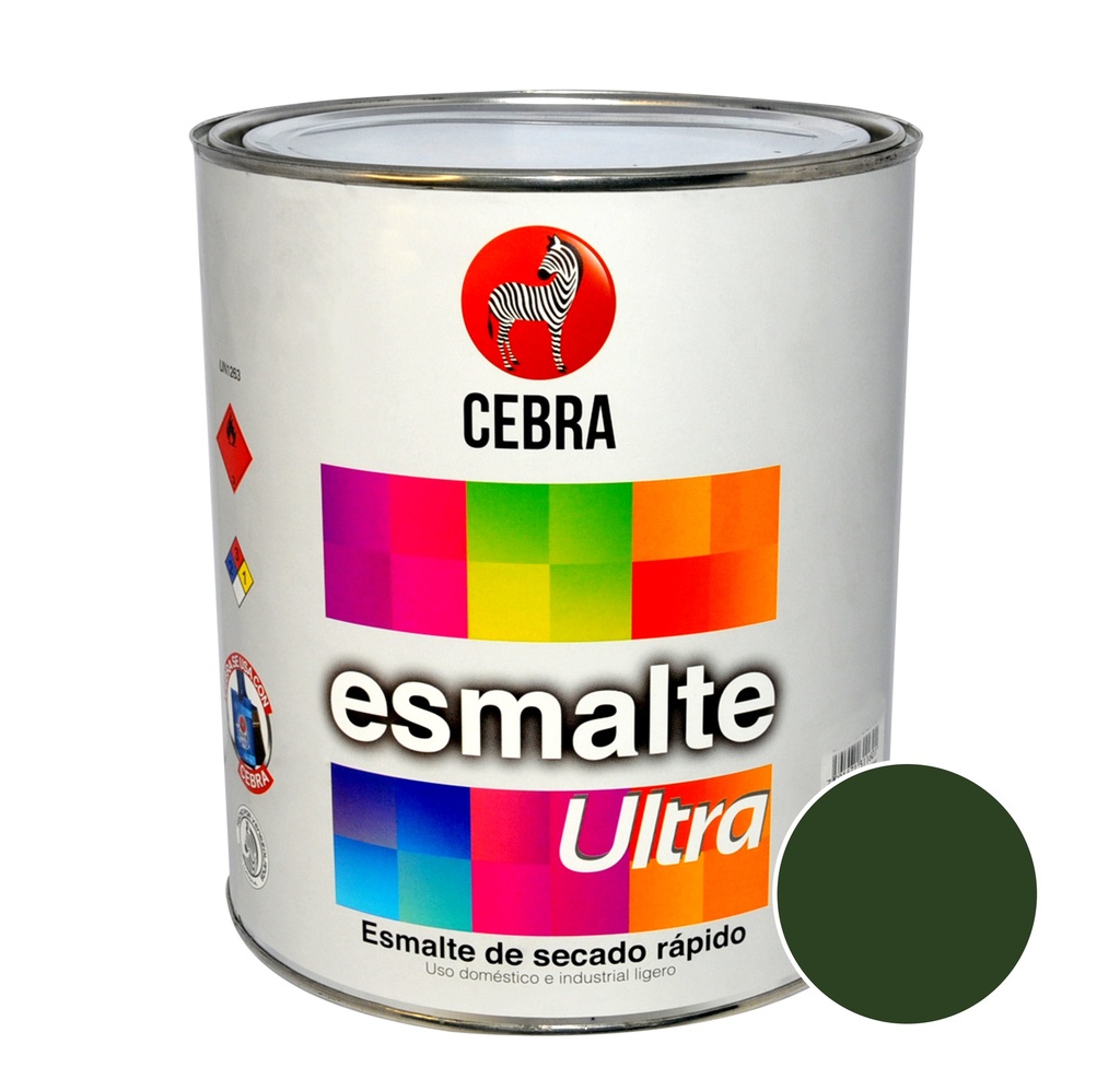 ESMALTE CLASE B SERIE ULTRA COLOR VERDE SELVA DE 1 GL REF. 3115-001 MARCA CEBRA